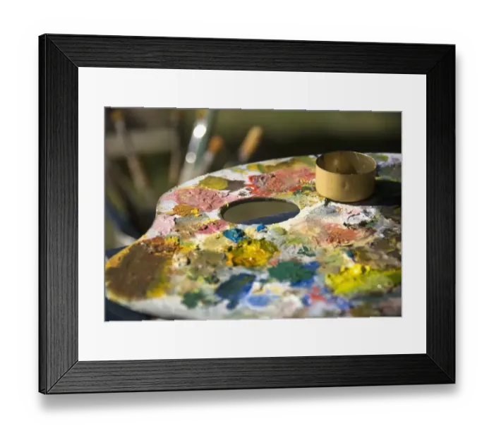 Framed Print : An Artists Palette Filled With Paint Framed Print : An Artists Palette Filled With Paint