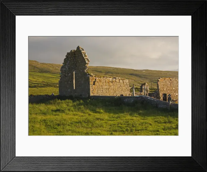 Framed Print : Old Church Ruins And Graveyard In The Burren Region Framed Print : Old Church Ruins And Graveyard In The Burren Region