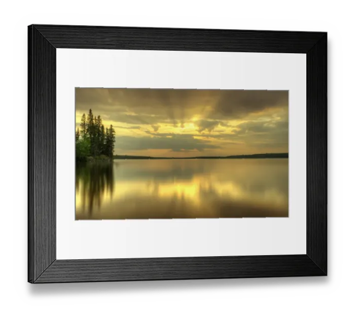 Framed Print : Colourful Sunrise On Waskesiu Lake In Prince Albert National Park Framed Print : Colourful Sunrise On Waskesiu Lake In Prince Albert National Park