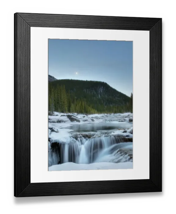 Framed Print : partially frozen waterfall in the canadian rockies