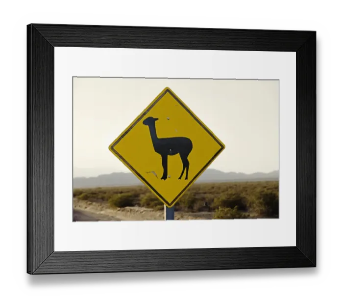 Framed Print : llama crossing road sign Framed Print : llama crossing road sign
