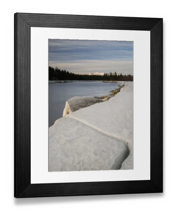 Framed Print : The Bow River In Winter With The Rocky Mountains In The Distance Framed Print : The Bow River In Winter With The Rocky Mountains In The Distance
