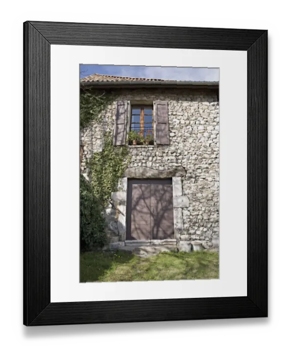 Framed Print : Stone Facade Of An Old European House Framed Print : Stone Facade Of An Old European House