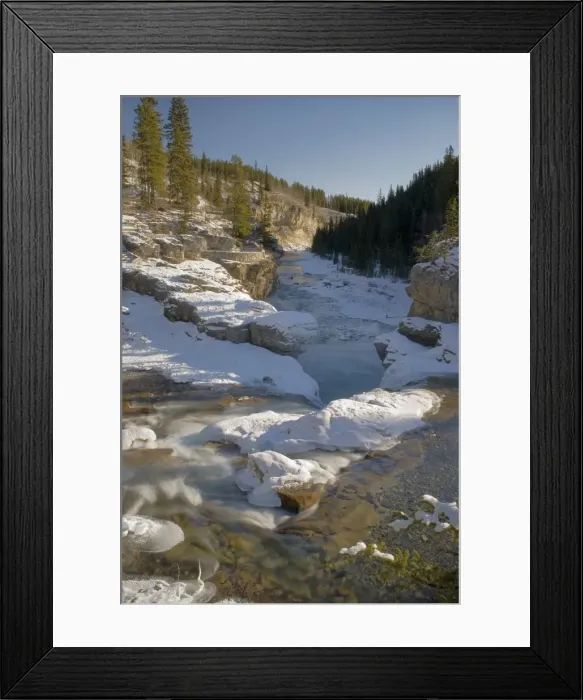 Framed Print : Elbow Falls And Elbow River In Winter