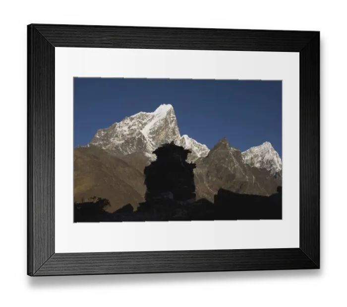 Framed Print : Taboche Peak and Arakam Tse with stone monument in the foreground, Khumbu, Nepal