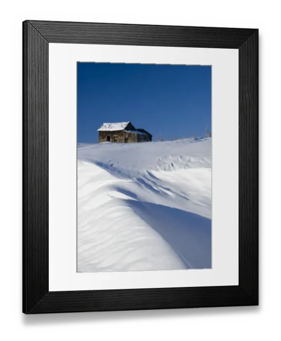Framed Print : Abandoned farm building atop a snowy hill Framed Print : Abandoned farm building atop a snowy hill