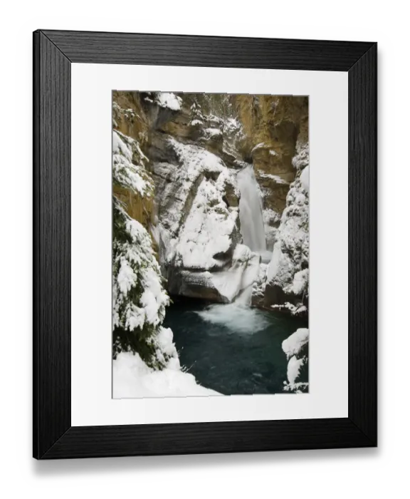 Framed Print : Waterfall in winter, Johnston Canyon, Banff National Park, Alberta, Canada Framed Print : Waterfall in winter, Johnston Canyon, Banff National Park, Alberta, Canada