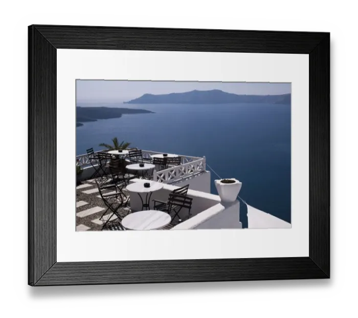 Framed Print : Dining with a view, Fira, Santorini, Greece Framed Print : Dining with a view, Fira, Santorini, Greece