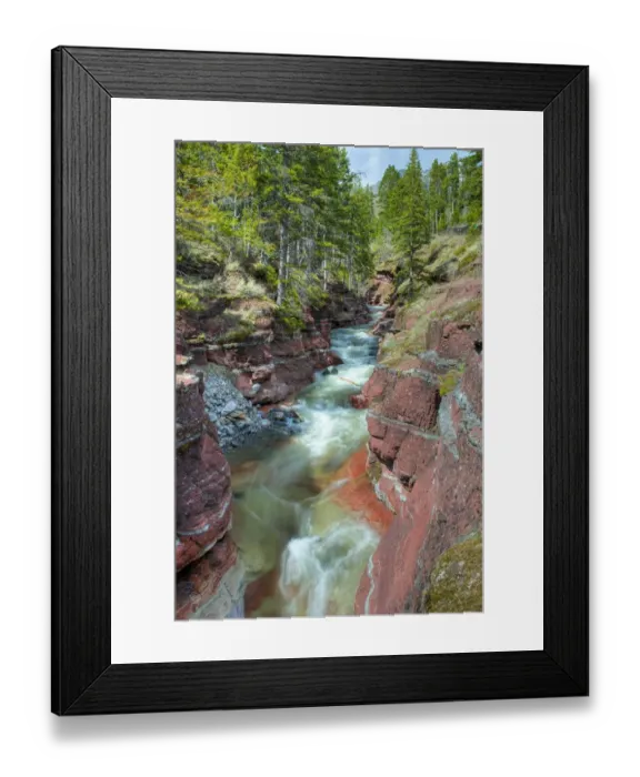 Framed Print : River through canyon, Waterton Lakes National Park, Alberta