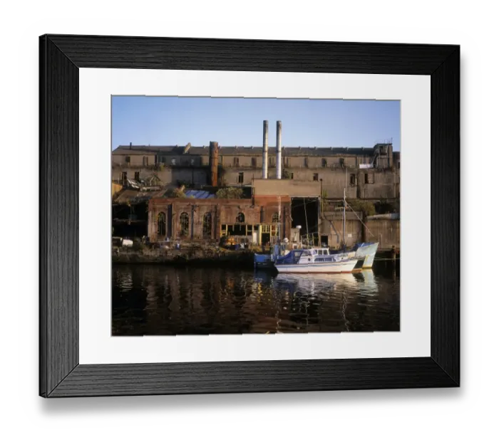 Framed Print : Fishing boats near a derelict factory, River Boyne, Drogheda, Co Louth, Ireland Framed Print : Fishing boats near a derelict factory, River Boyne, Drogheda, Co Louth, Ireland
