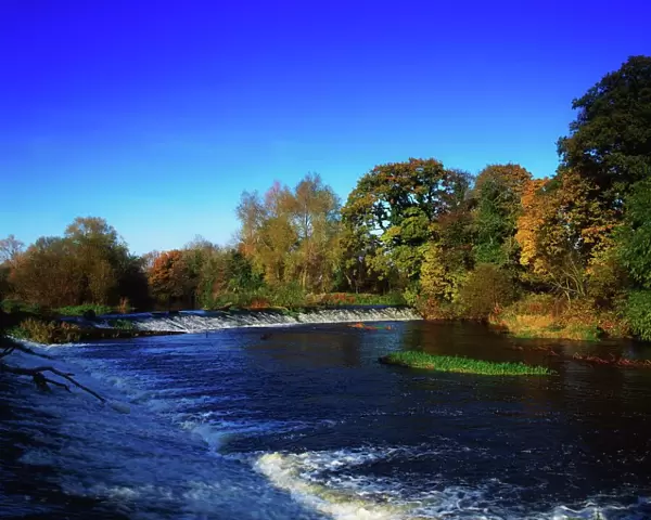 Co Carlow, weir at the site of Irelands first H. E. P. at Millford Mills