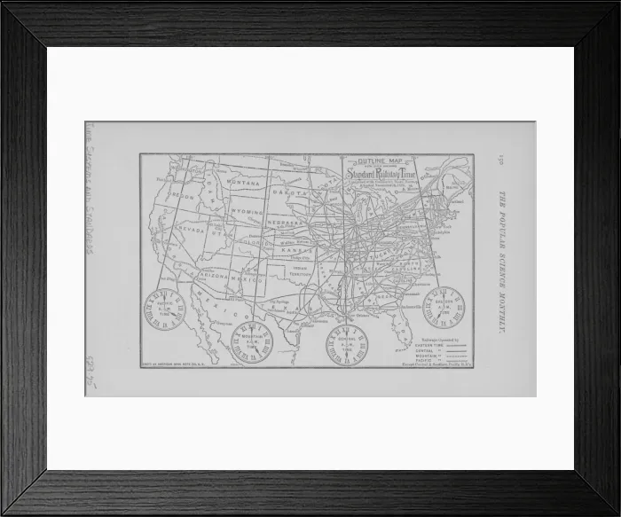 Framed Print : Standard Railway Time In USA Framed Print : Standard Railway Time In USA