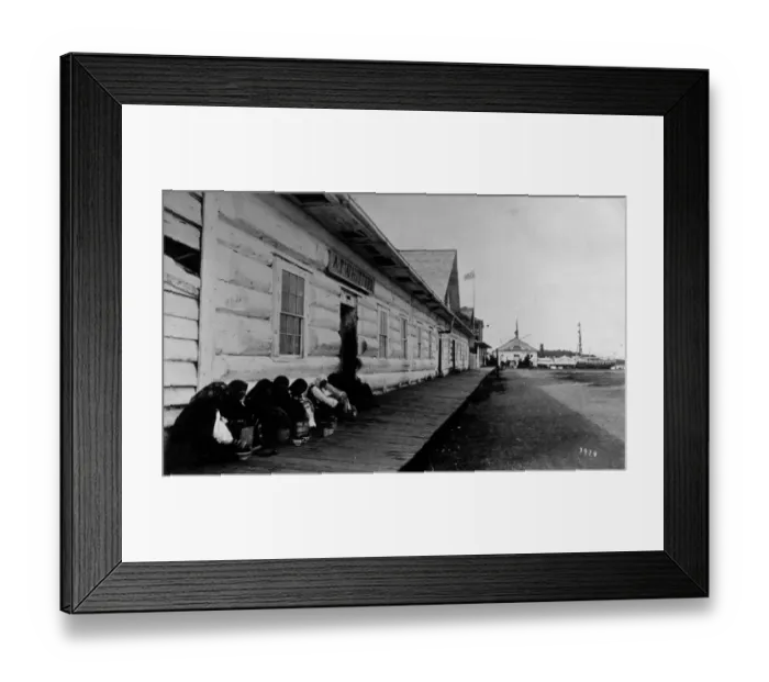 Framed Print : Crowd Huddled Next To Building In Sitka, Alaska Framed Print : Crowd Huddled Next To Building In Sitka, Alaska