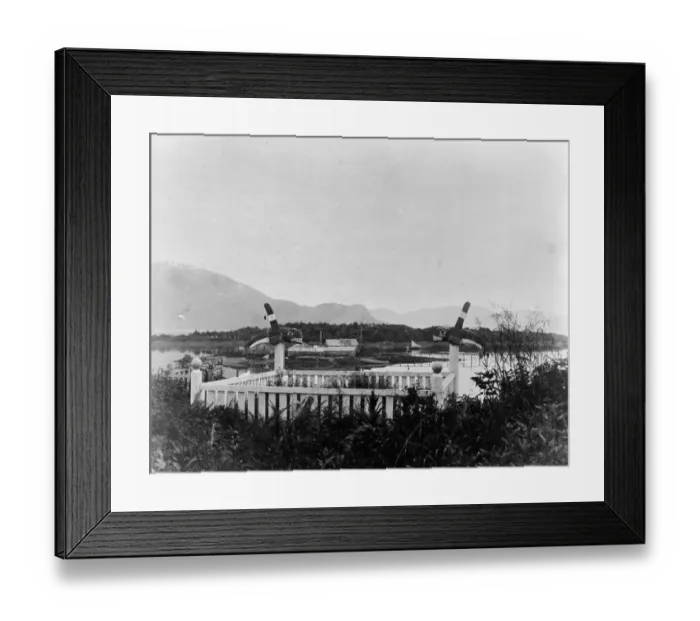 Framed Print : Indian Grave And Totems Near Ft Wrangel, Alaska Framed Print : Indian Grave And Totems Near Ft Wrangel, Alaska