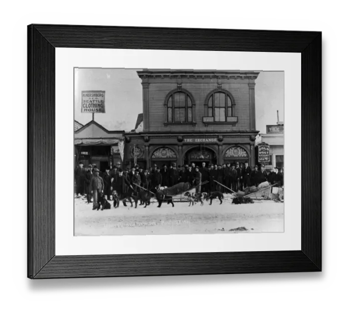 Framed Print : Departure Of A Dog Team From Dawson City To Valdez, Alaska Framed Print : Departure Of A Dog Team From Dawson City To Valdez, Alaska