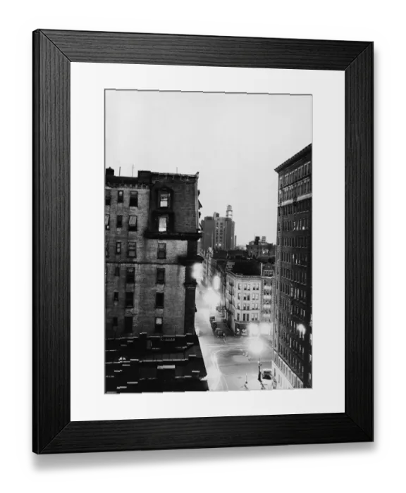Framed Print : Time Lapse Image Of New York City Street At Night, 1920s Framed Print : Time Lapse Image Of New York City Street At Night, 1920s