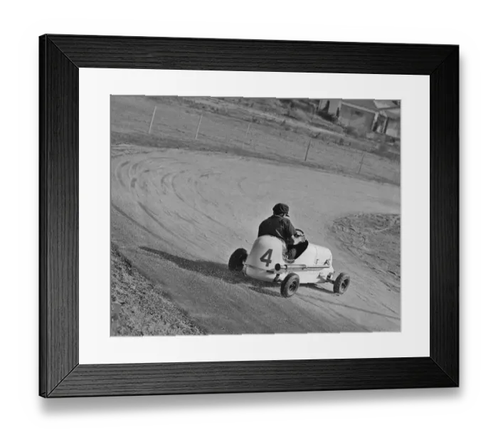 Framed Print : Sliding A Midget Racer