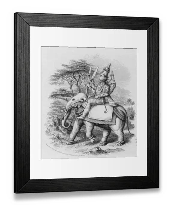 Framed Print : Indra. The Hindu god Indra riding on his elephant, Airavata Framed Print : Indra. The Hindu god Indra riding on his elephant, Airavata