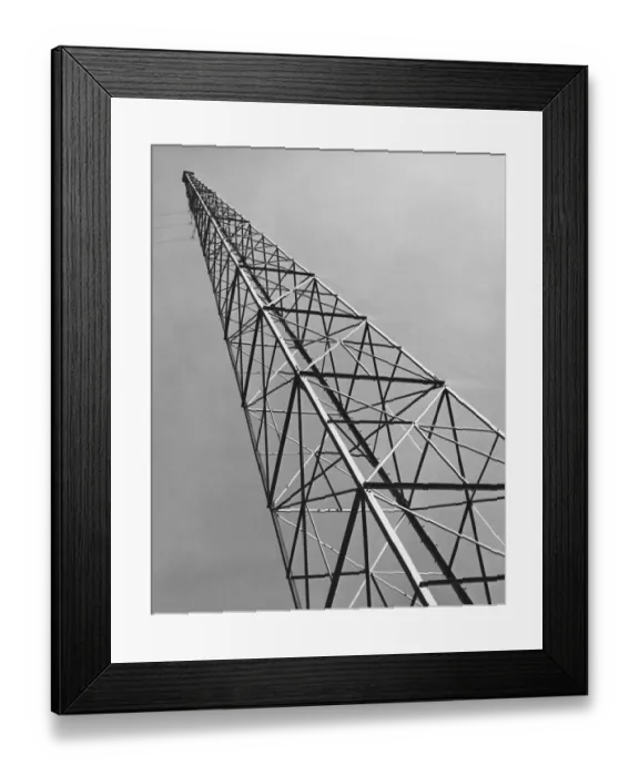 Framed Print : Pylon. View looking up a pylon, USA, circa 1950 Framed Print : Pylon. View looking up a pylon, USA, circa 1950