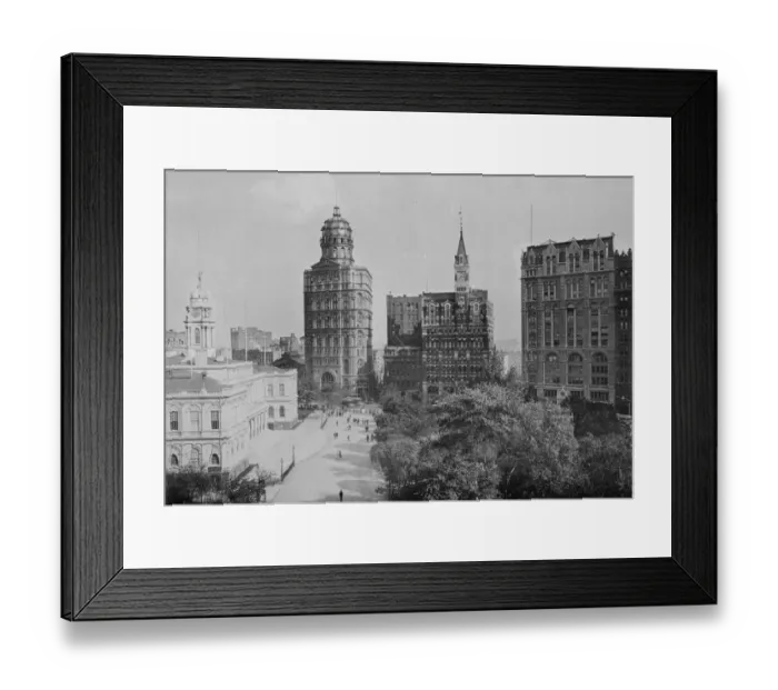 Framed Print : City Hall Park And Park Row In New York City Framed Print : City Hall Park And Park Row In New York City