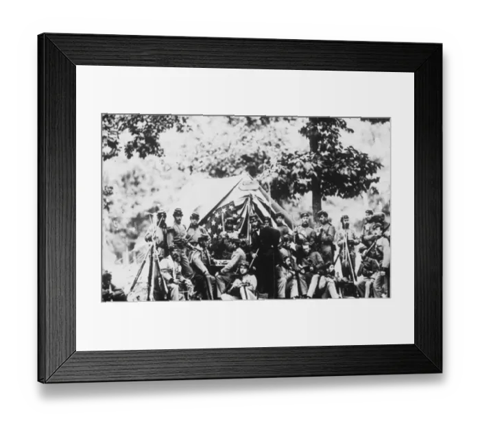 Framed Print : Militia. Engineers of the 8th New York State Militia in front of a tent Framed Print : Militia. Engineers of the 8th New York State Militia in front of a tent