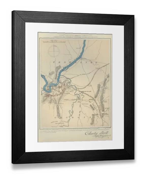 Framed Print : Map of Tennessee