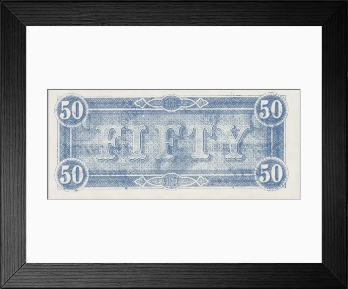Framed Print : Bank Note. A Photograph of the back of a Fifty Dollar Bank Note issued on February 17 Framed Print : Bank Note. A Photograph of the back of a Fifty Dollar Bank Note issued on February 17