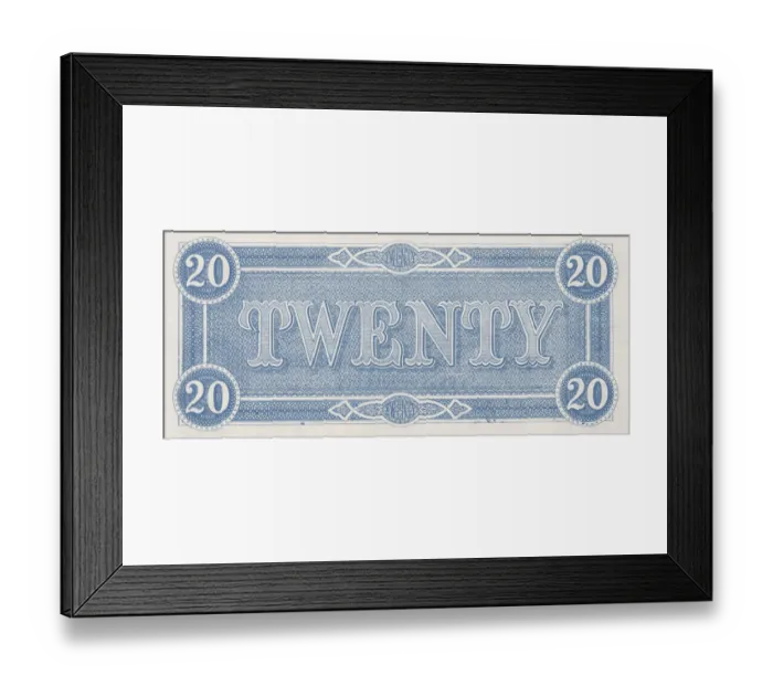 Framed Print : Bank Note. A Photograph of the back of a Twenty Dollar Bank Note issued on February 17 Framed Print : Bank Note. A Photograph of the back of a Twenty Dollar Bank Note issued on February 17