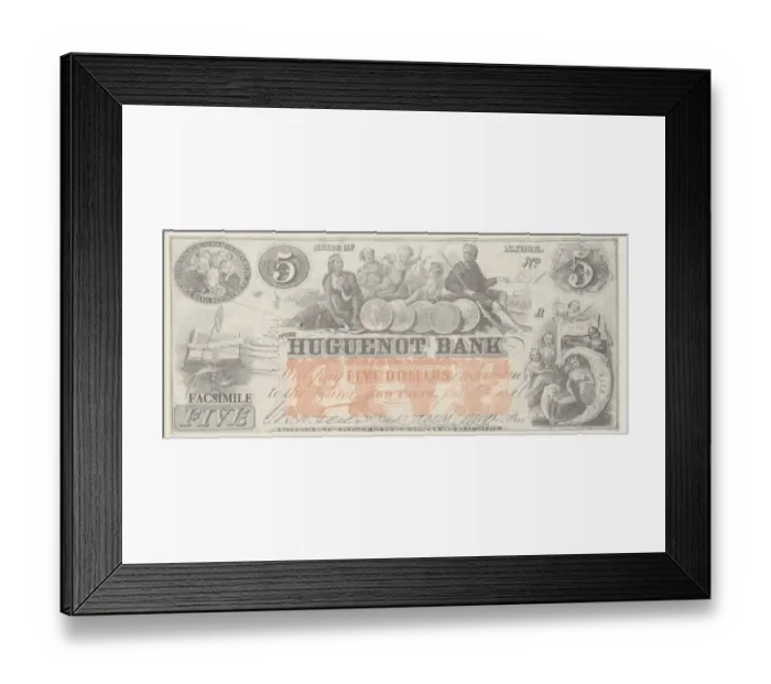 Framed Print : Bank Note. A Photograph of a Five Dollar Bank Note issued on July 14, 1861 Framed Print : Bank Note. A Photograph of a Five Dollar Bank Note issued on July 14, 1861