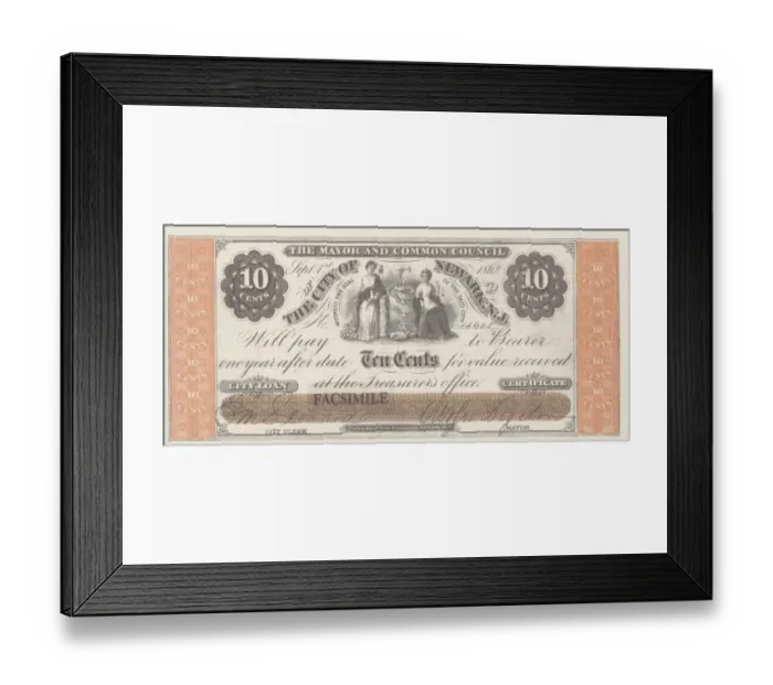 Framed Print : Bank Note. A Photograph of a 10 Cent Bank Note issued on September 1, 1862 Framed Print : Bank Note. A Photograph of a 10 Cent Bank Note issued on September 1, 1862