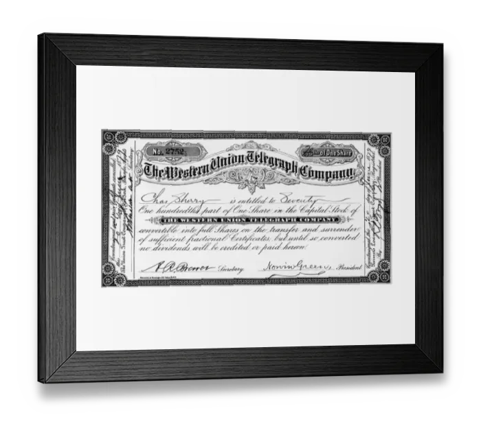 Framed Print : Stock Certificate