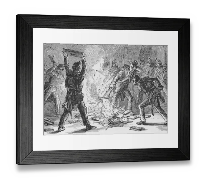 Framed Print : British Soldiers Burning Books In Library Of Congress Framed Print : British Soldiers Burning Books In Library Of Congress