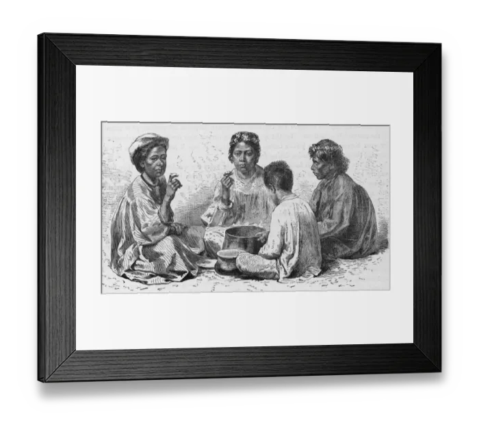 Framed Print : Hawaiian Women & Child Eating Poi Framed Print : Hawaiian Women & Child Eating Poi