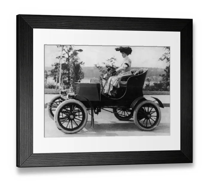 Framed Print : Woman Driving Early Automobile Framed Print : Woman Driving Early Automobile