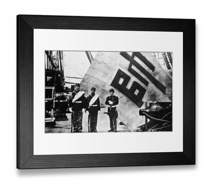 Framed Print : US Marines w / captured Korean flag Framed Print : US Marines w / captured Korean flag