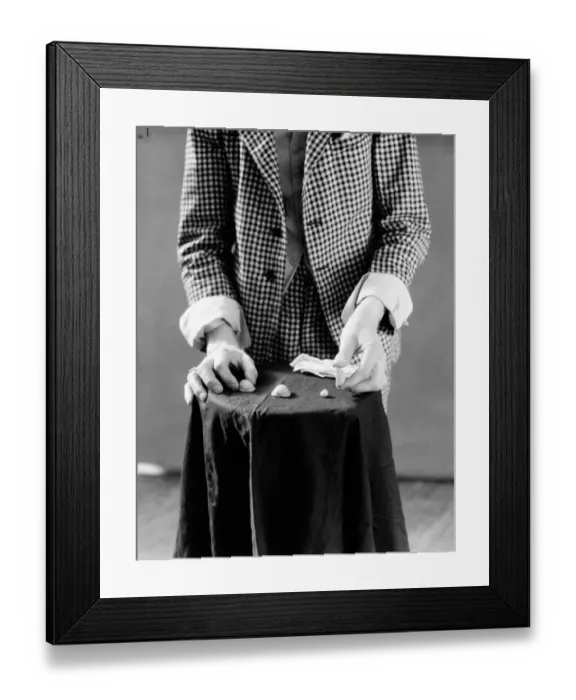 Framed Print : Man playing shell game Framed Print : Man playing shell game