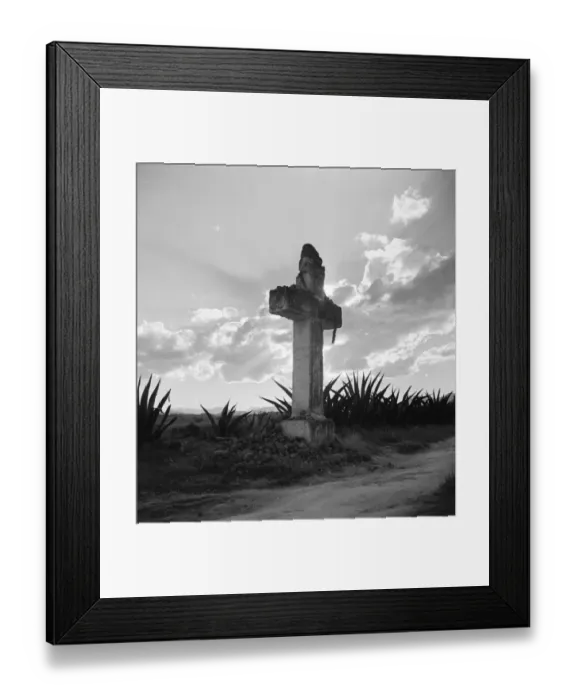 Framed Print : Stone cross silhouette