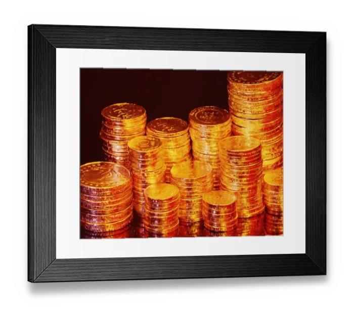 Framed Print : Stack on chocolate coins Framed Print : Stack on chocolate coins