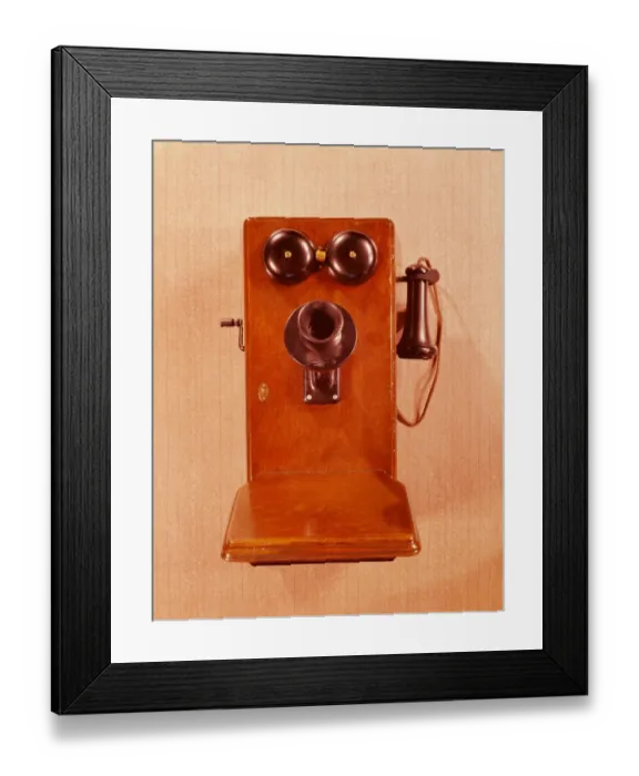 Framed Print : Wall mounted telephone