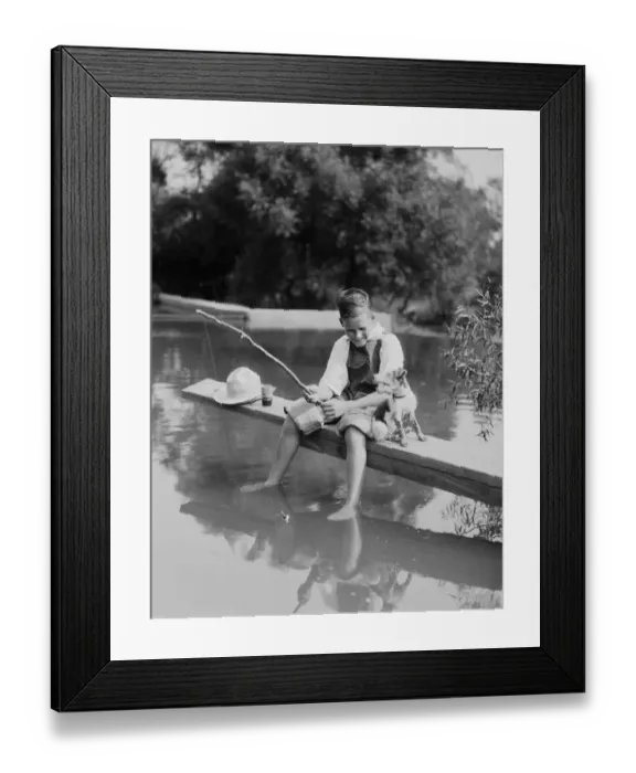 Framed Print : Young boy fishing Framed Print : Young boy fishing