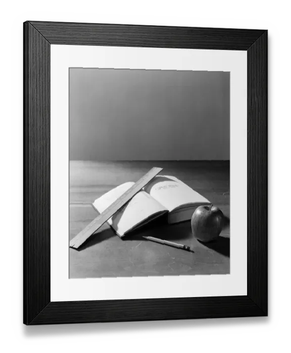 Framed Print : Still Life Composition Of A Ruller Textbook Number