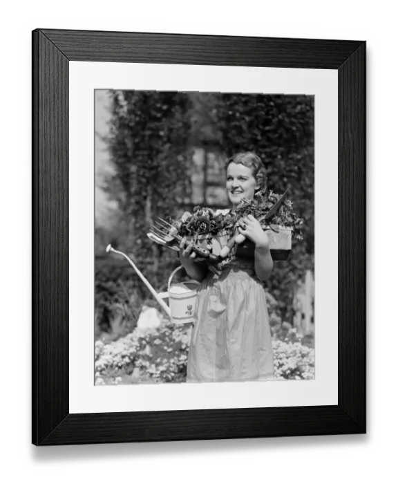 Framed Print : Woman gardening