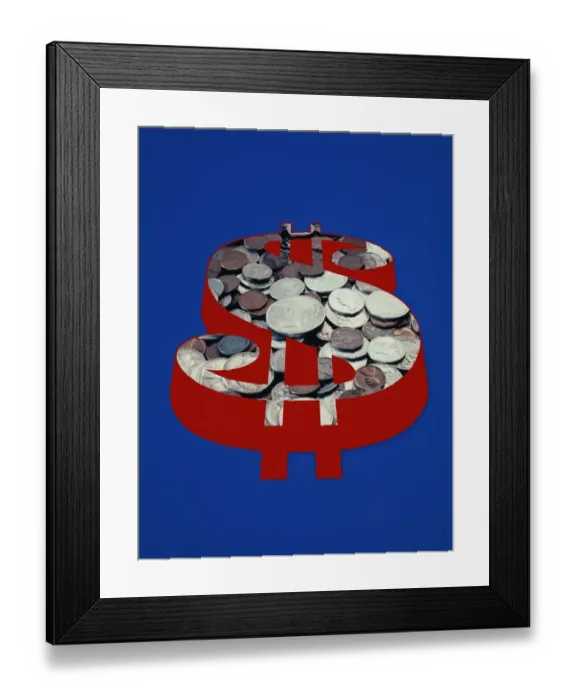 Framed Print : Coins arranged in dollar sign Framed Print : Coins arranged in dollar sign