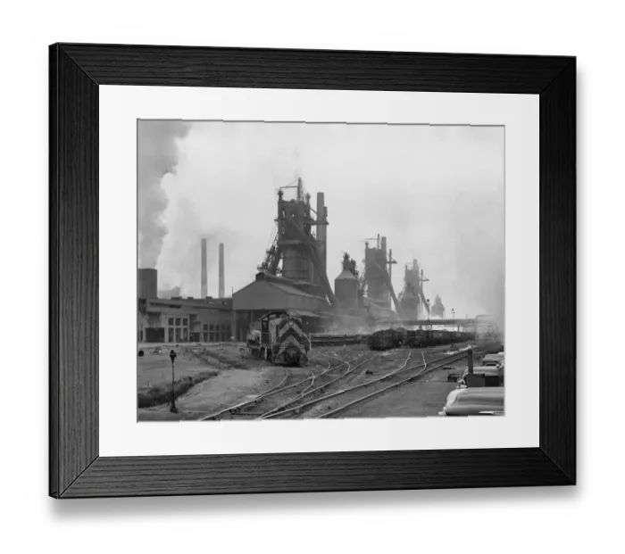 Framed Print : Trains and furnaces