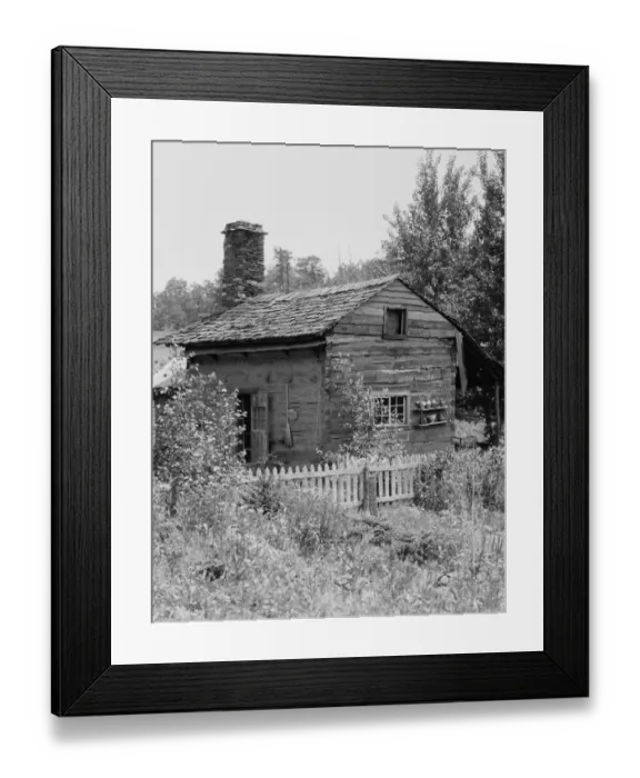 Framed Print : Log cabin. UNITED STATES - CIRCA 1930s: Rustic log cabin in wilderness Framed Print : Log cabin. UNITED STATES - CIRCA 1930s: Rustic log cabin in wilderness