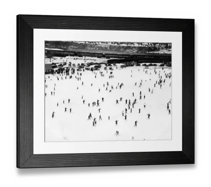 Framed Print : Elevated View Of Ski Resort, With Many Skiers In P Framed Print : Elevated View Of Ski Resort, With Many Skiers In P