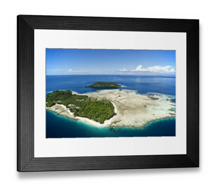 Framed Print : Aerial view of Raja Ampat islands with sky Framed Print : Aerial view of Raja Ampat islands with sky