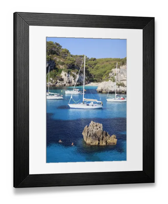 Framed Print : Spain, Menorca, Cala Macarella and Macarelleta Framed Print : Spain, Menorca, Cala Macarella and Macarelleta