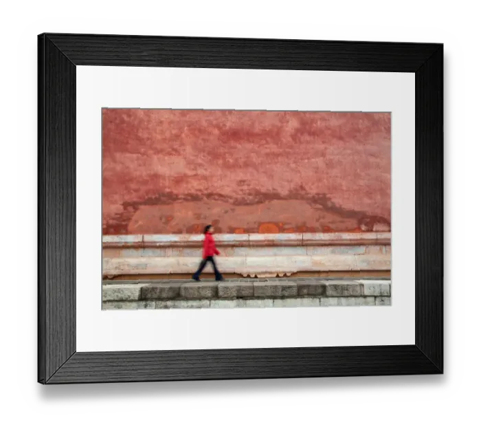 Framed Print : Chinese young lady walking by monument Framed Print : Chinese young lady walking by monument