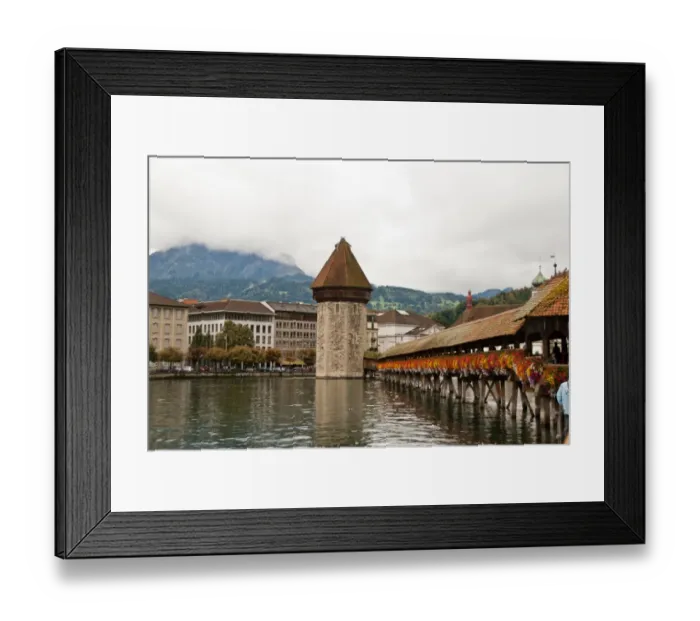 Framed Print : Kapellbrucke on Reuss River, Lucerne, Switzerland
